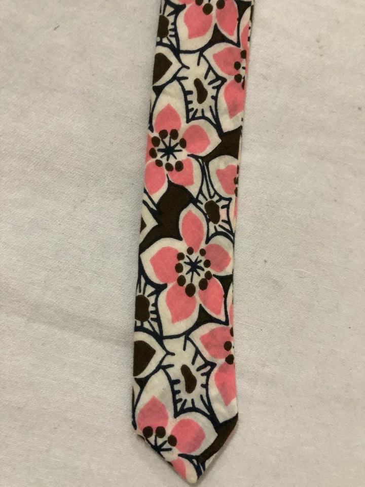 Cinto J.CREW D-Ring tecido branco, marrom e rosa compatível com tamanho L -48" de comprimento - sem etiqueta de tamanho - Imagem 2 de 4