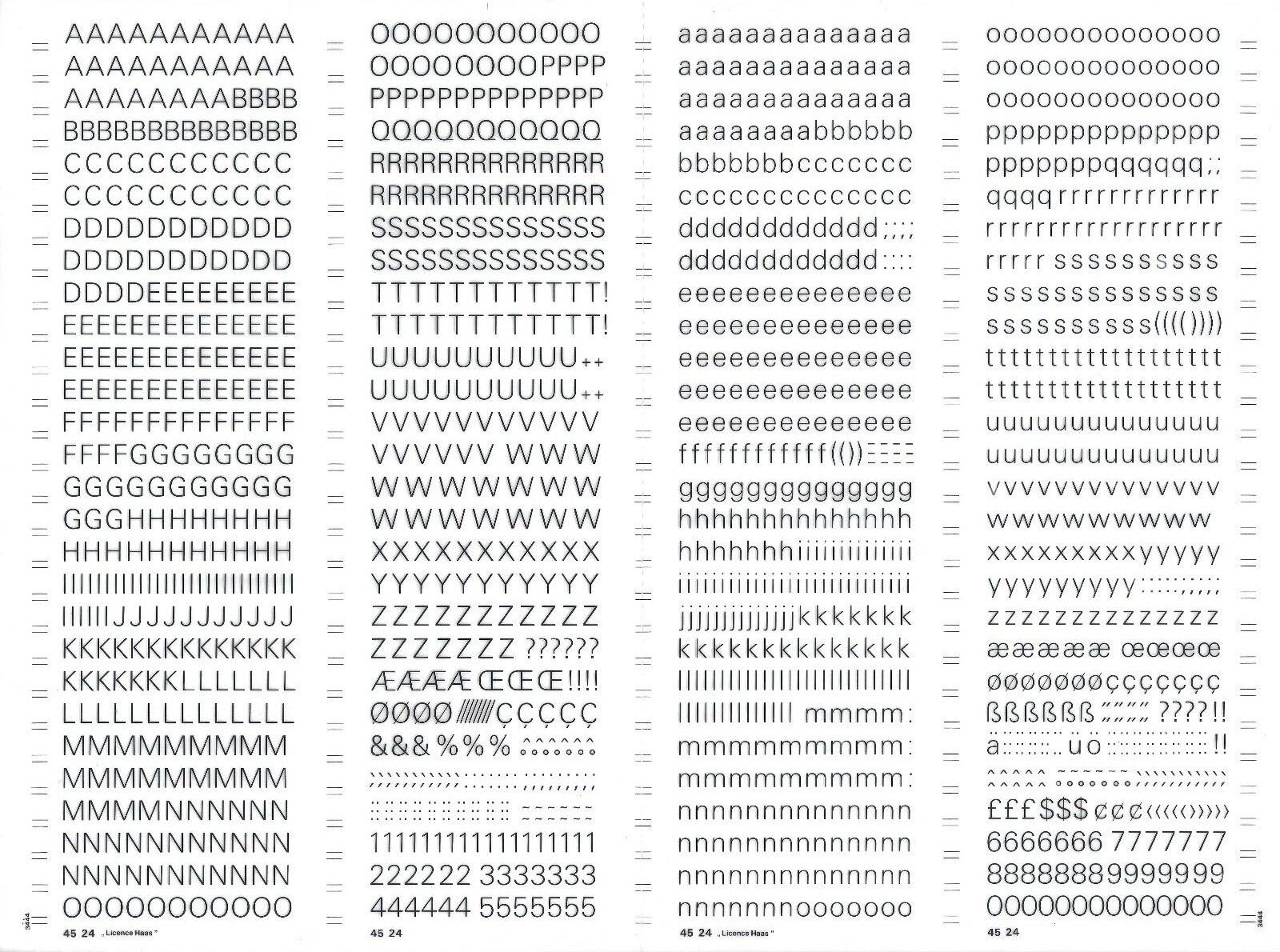 MECANORMA Transfer Lettering Sheet A3, Letraset, #438 UNIVERS 45 6.1mm ...