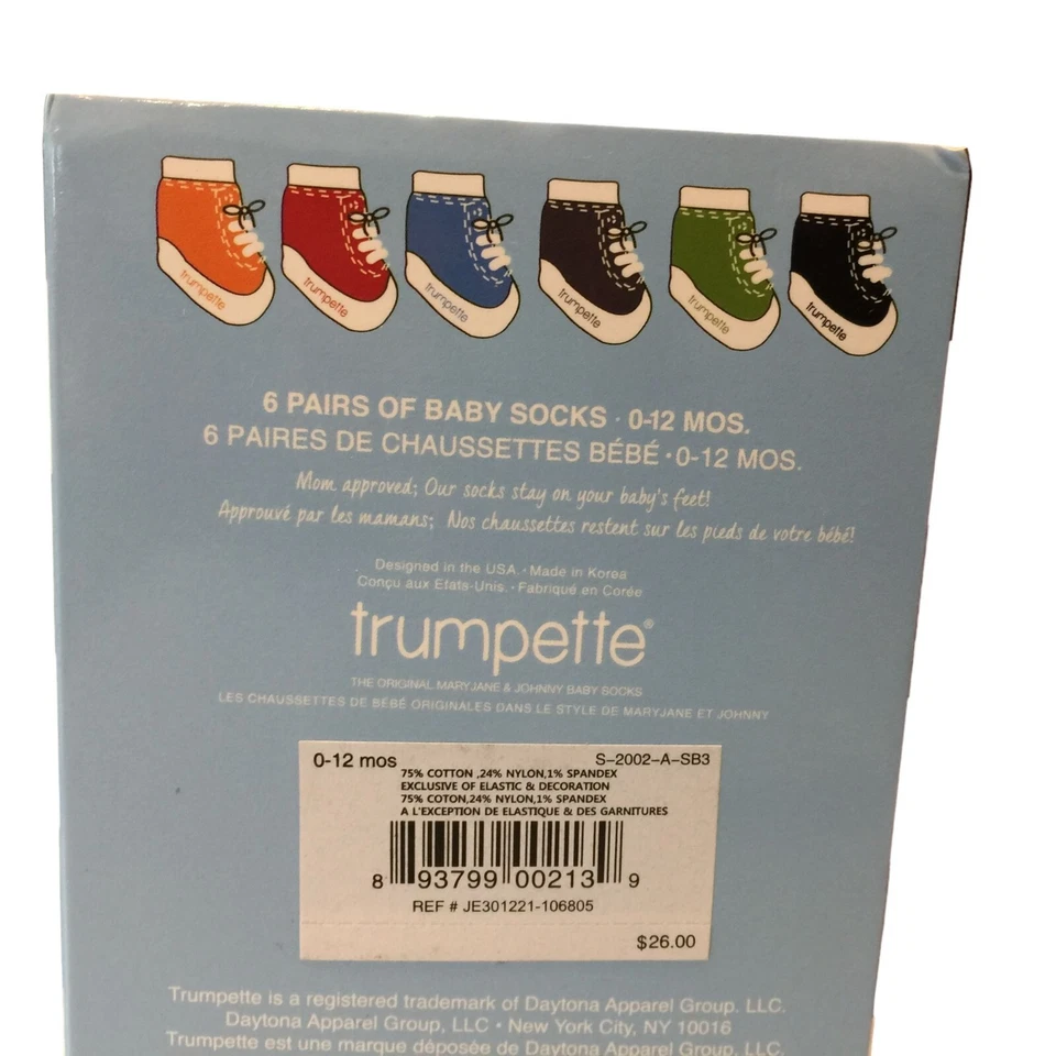 JOHNNY'S Trumpette 0-12 Meses Conjunto de 6 Meias de Bebê Logotipo na Sola é Grippy - Imagem 4 de 4