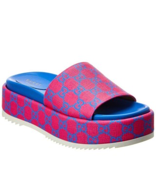 NWB Gucci GG Supreme Barbie Pink Platform Slide Sandals Size 11  41  734913