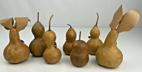 Lot Gourd Hand Painted Folk Art Animals Primitive Decor 7 Chick Bunny Bows Bird - Picture 9 of 16