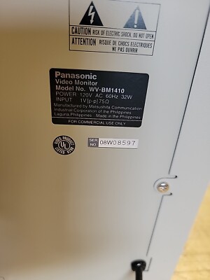 Panasonic WV-BM1410 Black & White Video Surveillance Monitor | eBay