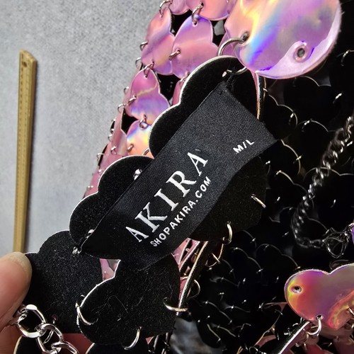 Akira Dress Womens Size Medium Large Pink Sparkling Love Heart Mini Chain - Picture 6 of 15