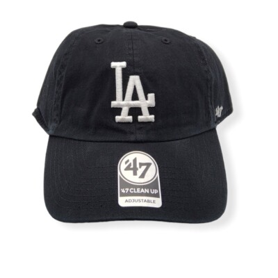 '47 Los Angeles Dodgers Clean Up Black/White Logo Adjustable Strap Hat Dad  Cap