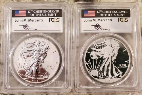 2013-W Mercanti West Point Silver Eagle Set (Reverse & Enhanced) PCGS PR70 SP70
