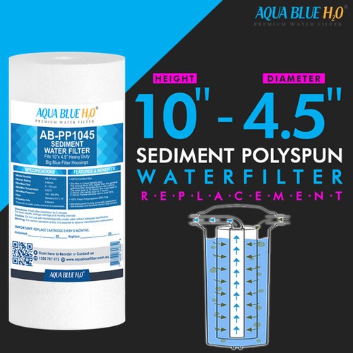 2X AQUA BLUE H2O 10"X4.5" POLYSPUN SEDIMENT CARTRIDGE 5 MIC WATER FILTER - Picture 2 of 4