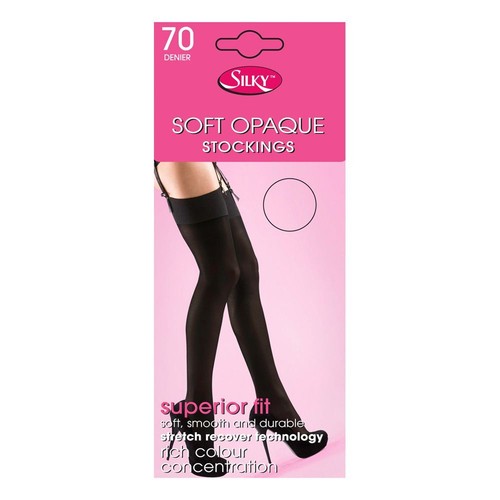 Medias Negras Opacas Sexy Microfibra Suave Gruesas 70 Denier 0ne Talla 8 10 12 14 - Imagen 9 de 18