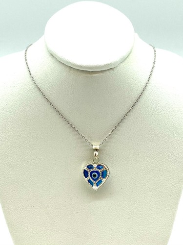 Evil eye Sterling Silver Heart Pendant Necklaces #9500 - Picture 3 of 13