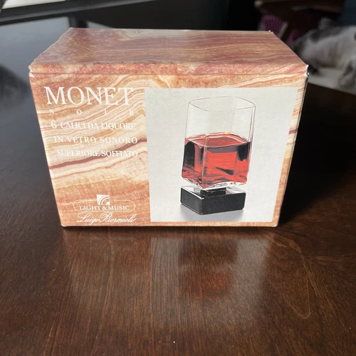 Vintage Luigi Bormioli “Monet” Light & Music Italian Liqueur Shot Glasses Black