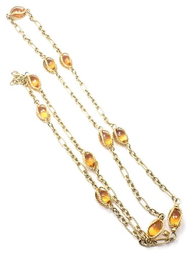 David Yurman 18k Yellow Gold Citrine Figaro Link 40" Long Chain Necklace - Picture 8 of 8
