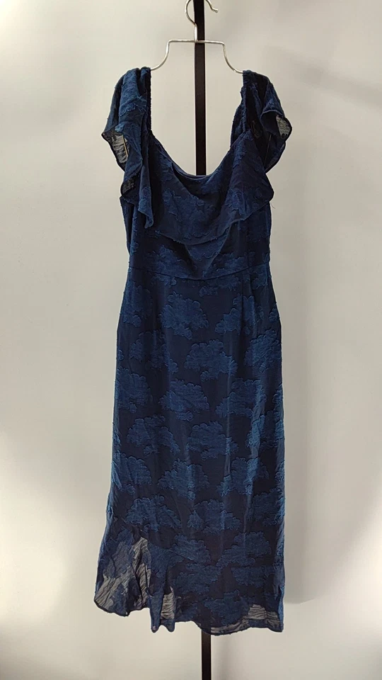 Lulus Women Navy Blue Floral Maxi Dress Basic Sleeved XL - Image 2 of 2