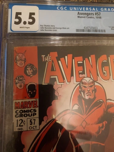 The Avengers #57 🔑 CGC 5.5 WP (1968 Marvel) 1st Silver Age Vision 🔑 