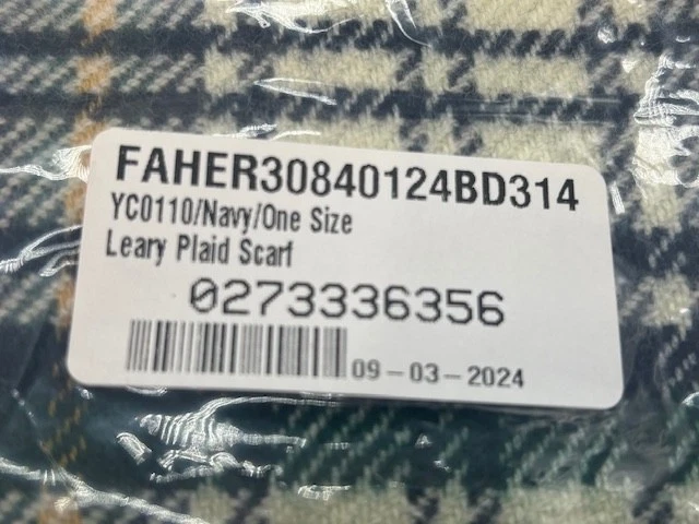 Bufanda a cuadros Faherty Leary mezcla de lana azul marino/verde 12" X 72" nueva con etiquetas Foto 3 de 3