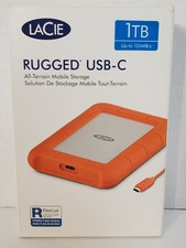 LaCie Rugged 1TB USB-C Portable Storage External Hard Drive, STFR1000800 NEW