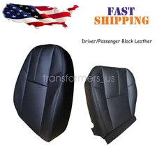 Driver/Passenger Bottom & Top Leather Seat Cover Black For 07-14 GMC Sierra 2500