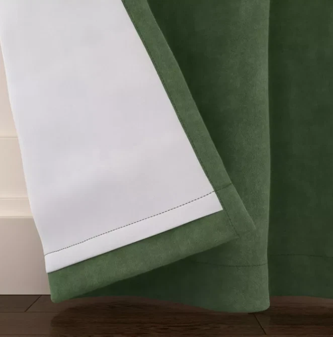 Threshold 2只装遮光天鹅绒窗帘面板一对50英寸宽x63英寸L绿色 — 第 3/4 张图片