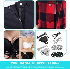 100 Pairs 3 Styles Skirt Hooks and Eyes Hook Closures, Sewing Snaps Fasteners...