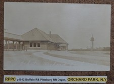 RPPC p1912 Buffalo R& Pittsburg RR Depot, ORCHARD PARK, N.Y. REAL PHOTO POSTCARD
