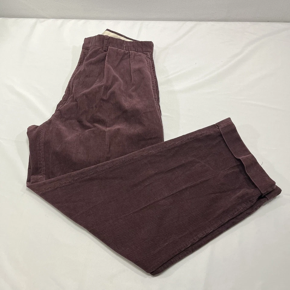 Polo Ralph Lauren Pants Mens 38x32 (Fits 35x32) Red Corduroy Pleated Cotton - Image 3 of 4