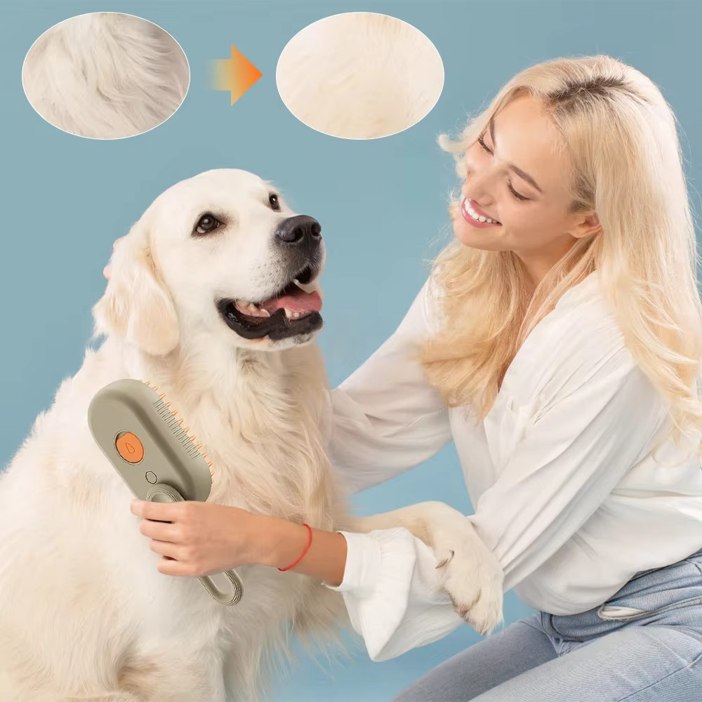 Brosse à vapeur 3 en 1 pour animaux de compagnie et spray de massage pour l'épil