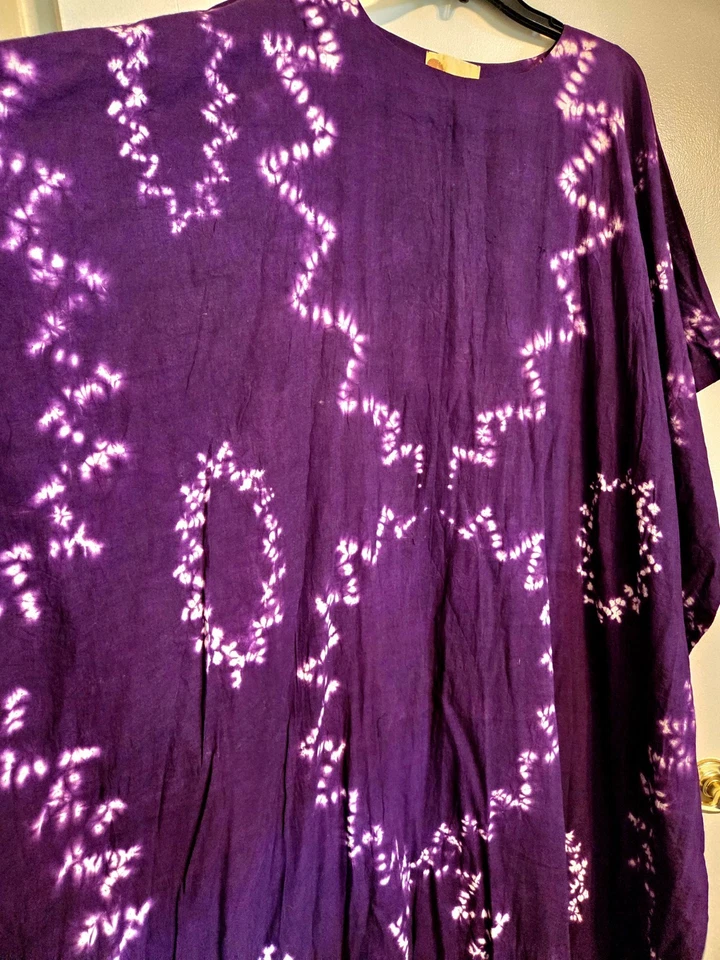 Vestido caftán vintage African Heritage Ltd. púrpura tie dye Kenia talla única Foto 2 de 4