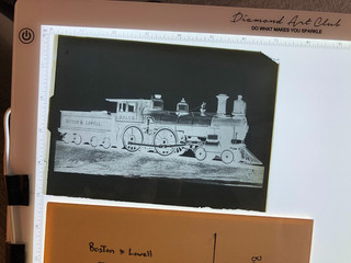 Vintage glass negative Boston & Lowell Railroad loco 80 Aeolus