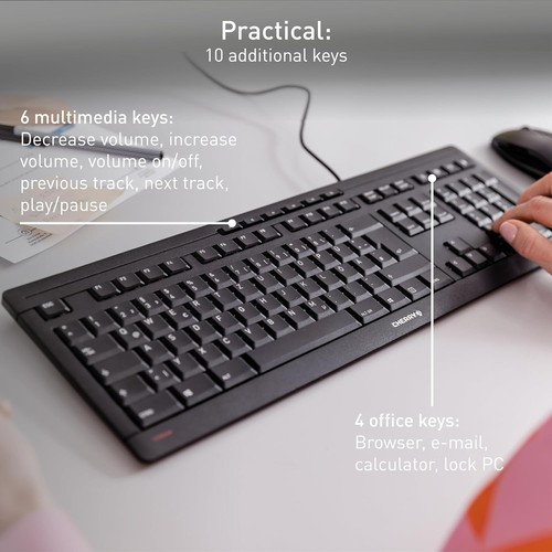 CHERRY STREAM KEYBOARD, Wired Keyboard, French Layout (AZERTY), Whisper-Quiet Ke - Picture 2 of 6