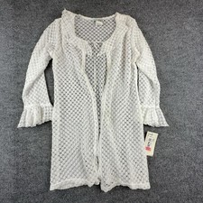 2hip By Wrapper Girls 16 White Crochet Sheer Ruffle Cardigan Sweater L024MM05192