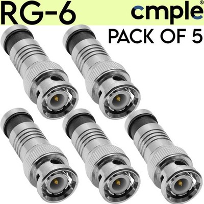 5 Pack RG-59 RG-6 BNC Compression Connector Male CCTV Premium Coax Cable Adapter