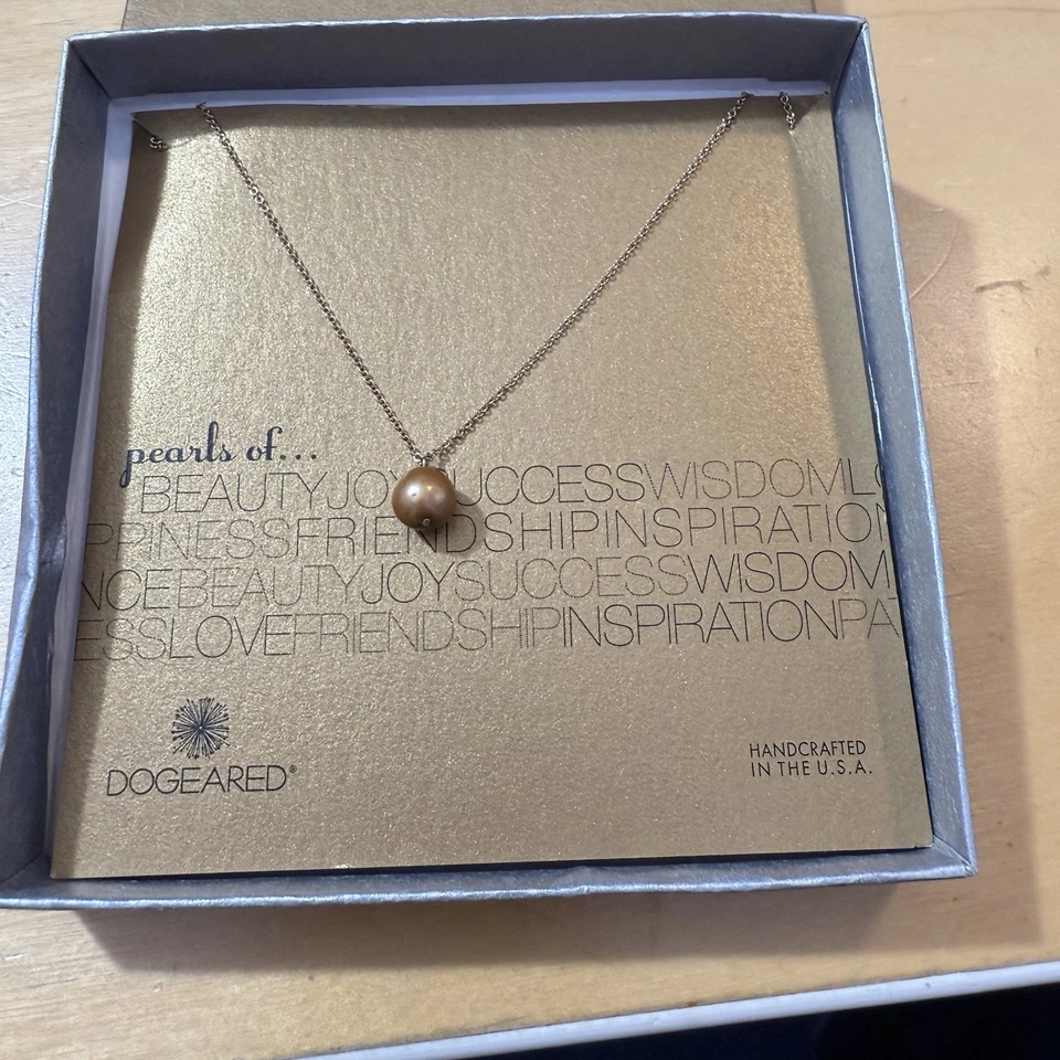 Collar Dogeared para Mujer Oro Patata Perla 18"" Oro Relleno Cadena 18kgf Foto 2 de 4