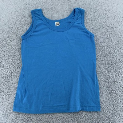 Vintage Screen Stars Tank Top CROP FIT XXS Blank Blue USA 50/50 