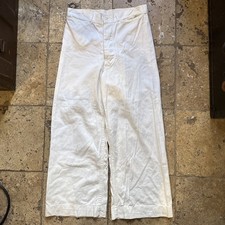VINTAGE 60S NAVY SAILOR SEAFARER FLARED PANTS DUNGAREES MILITARY BUTTON FLY 30