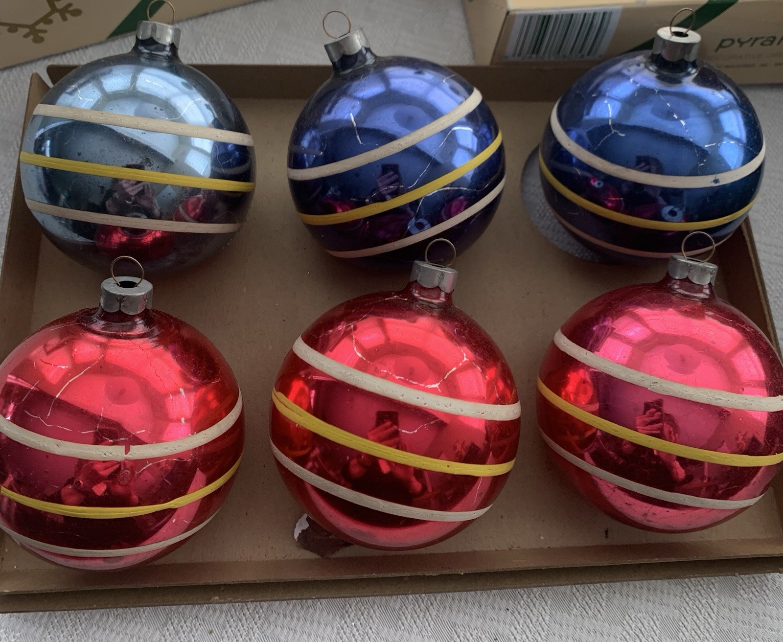 Lot of Vintage 50s 60s Glass Ornaments Pyramid, Rauch, Visions By Holly, & More