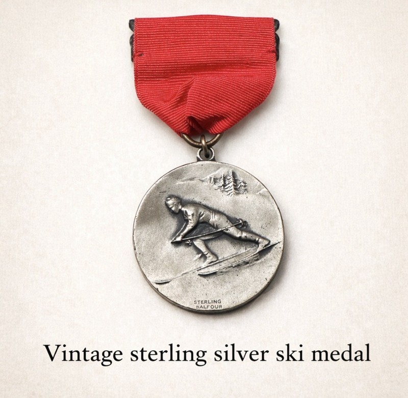 🌺 Rare Vintage Sterling Silver Ski Medal — L.G. Balfour Co. Attleboro Mass