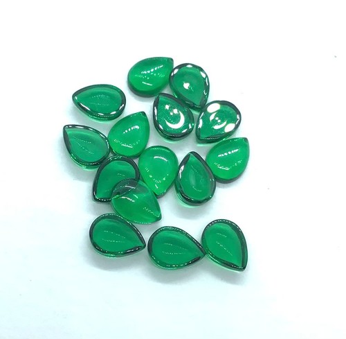 Fine Synthetic Emerald Pear Cabochon AAA Loose Gemstone For Making All Jewelry - Picture 4 of 8