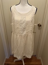 NWT Old navy Women’s L Cotton/Lace Sleeveless Dress Ivory Lined Dress Beautiful