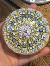 Vintage Scottish Millefiori Latticino Glass Paper weight 14 spoke 7.5cm