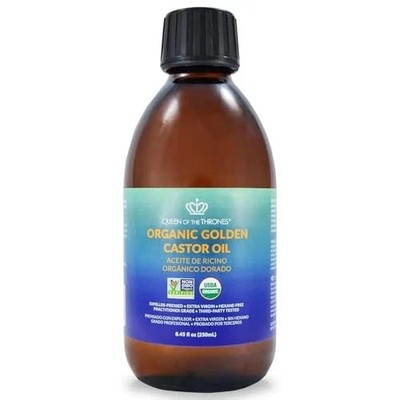 QUEEN OF THE THRONES Organic Golden Castor Oil | 100% Pure Hair Skin, 8.45oz