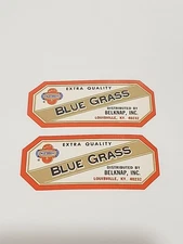 (2) VINTAGE BELKNAP BLUEGRASS AXE HAMMER ADVERTISMENT STICKER 2 3/4" X 1 1/4"