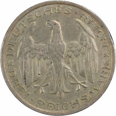 1927 A German Weimar 3 Mark KM53 AU Uncertified #832