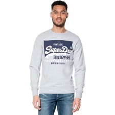 SUPERDRY Organic Cotton Gray Vintage Logo Loopback Sweatshirt - Small