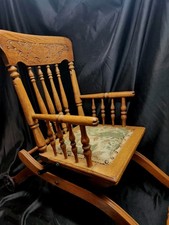 28"- 40" Antique Victorian Oak Wood Adjustable Height Children's Baby High Chair