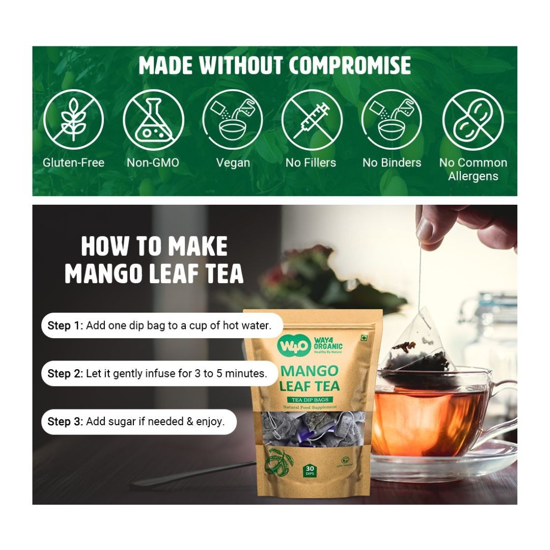 Mango Leaf Tea, 30 Tea Bags, Supports Overall Wellness, Fresh Shadow Dried Leave