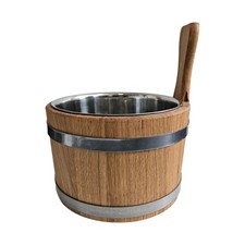 Waldmeister Sauna Aufgusskübel Eiche 5L Saunakübel mit Edelstahleinsatz