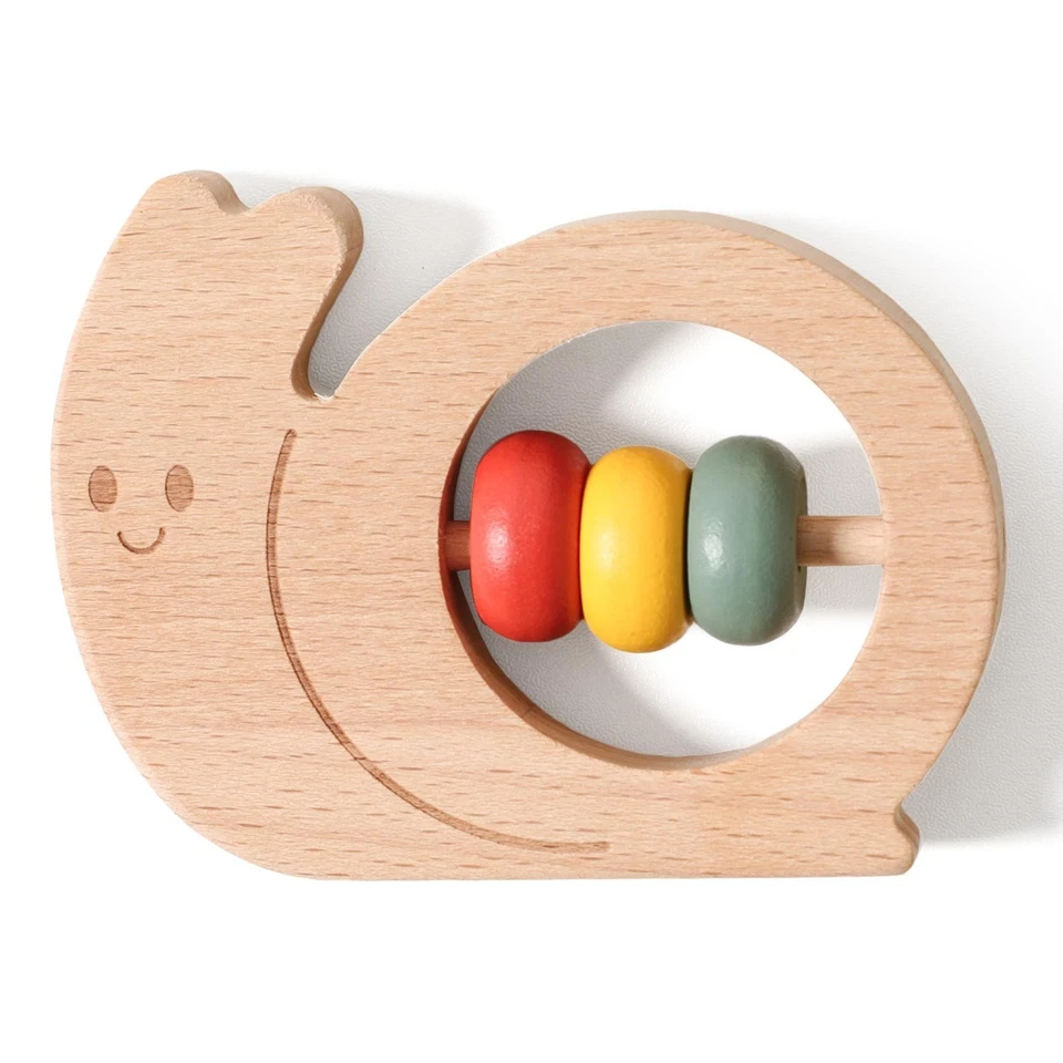 Wooden Rattle Set Birthday Gifts Early Education for Preschool Newborns Kids - Image 3 of 4