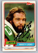 1981 TOPPS Marty Lyons Auto Card #238 RC Rookie New York Jets Football Signed . rookie card picture