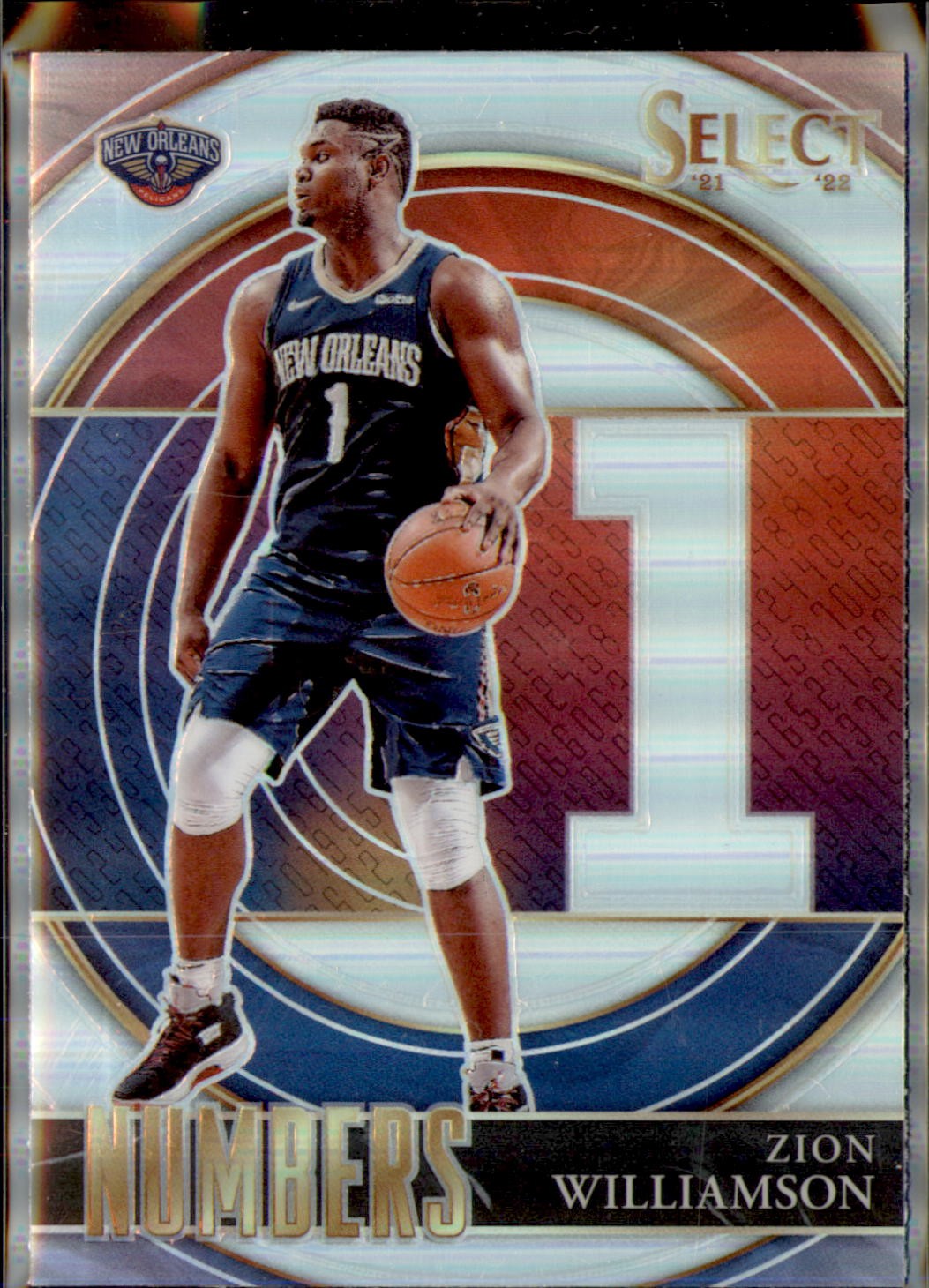 2021-22 Panini Select #19 Zion Williamson Select Numbers Silver Prizms