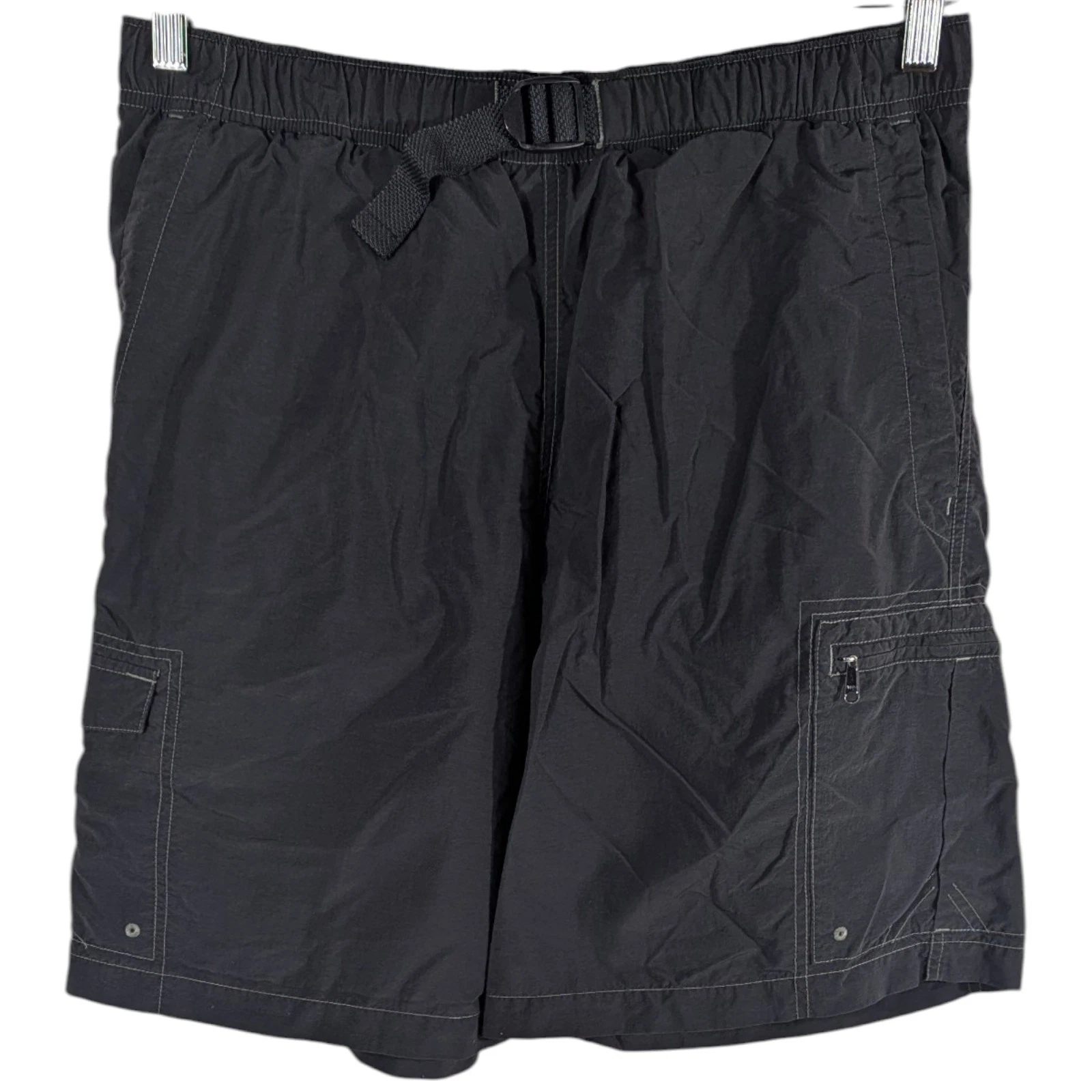 Columbia Cargo Belted Shorts Mens Medium 33X9 Black Quick Dry Nylon