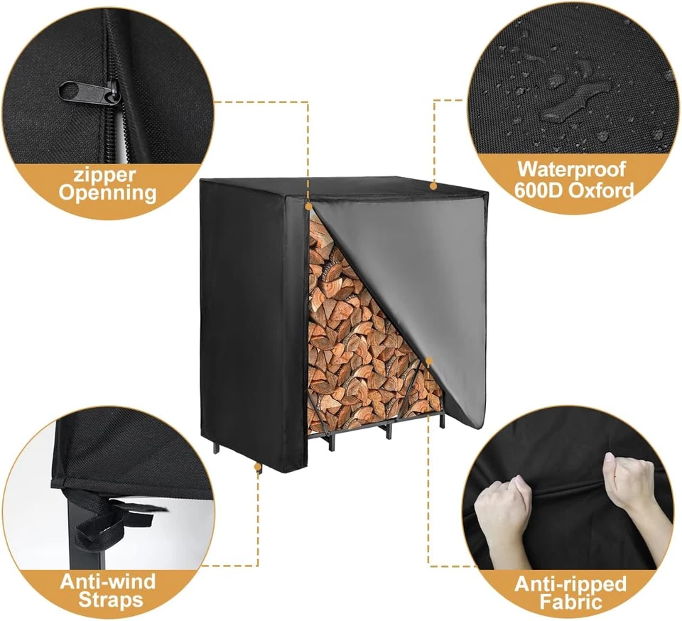Firewood Rack Cover 4FT, Waterproof Firewood Rack Outdoor Cover with Full Fro... - Image 3 of 4