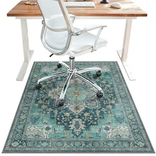 Office Chair Mat for Hardwood Tile Floor, Under Desk Carpet 48"x60" Turquoise